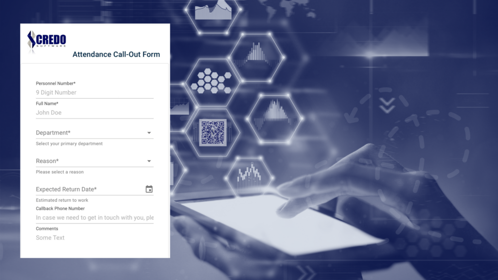 Credo HR Hotline attendance call-out form on a tablet