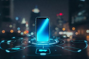 Smartphone surrounded by glowing digital connection icons, representing the Credo HR Hotline