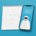 Calendar beside a phone where a friendly chatbot logs a sick day call-out